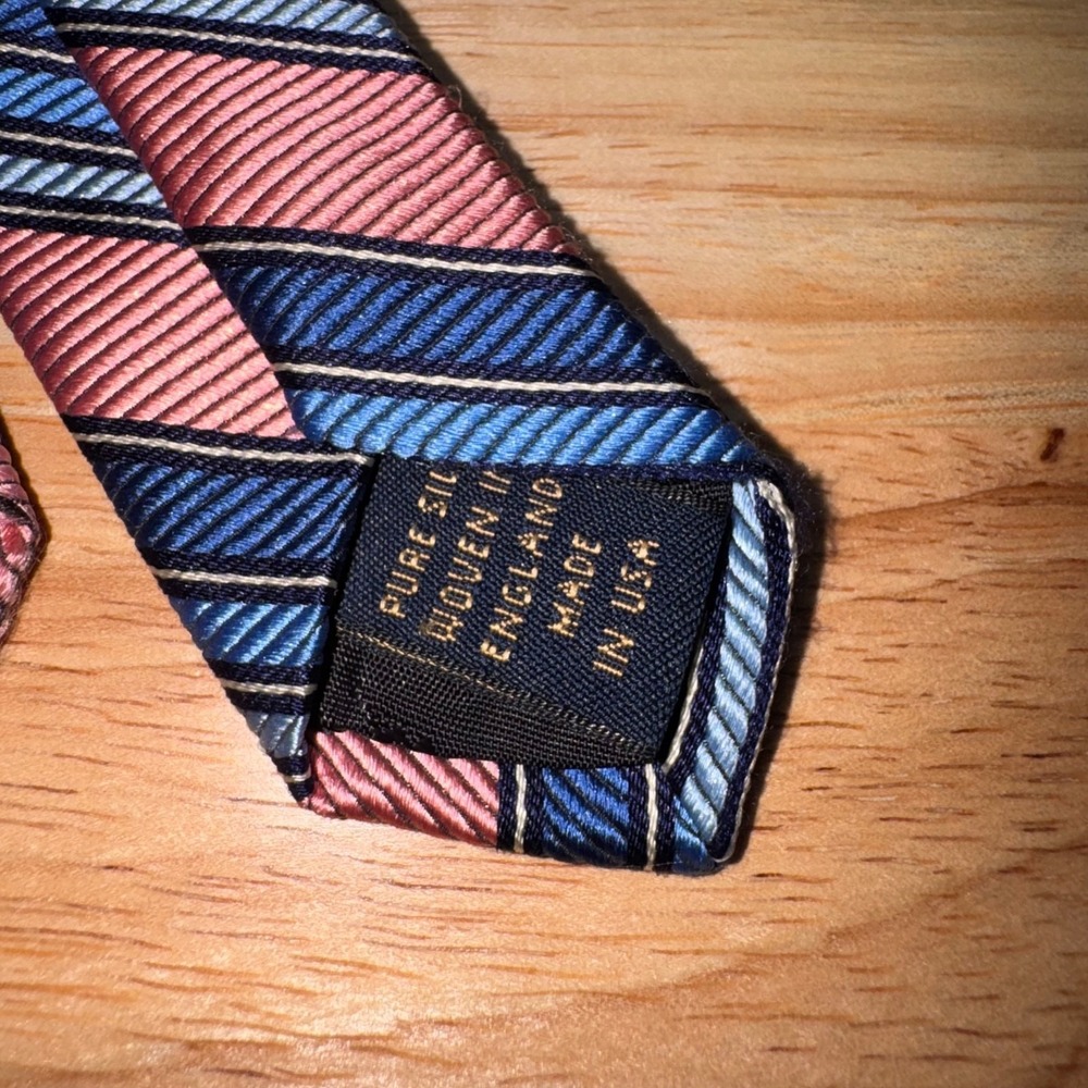 Brooks Brothers Makers Repp Tie 100% Silk Blue Pink Striped Preppy Pastel - Picture 6 of 9
